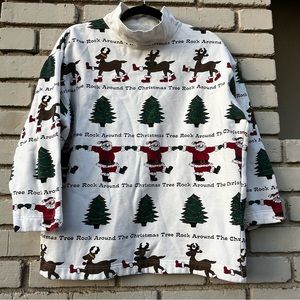 Vtg Cambridge Dry Goods Reindeer Turtleneck Sweatshirt Top - Size Medium